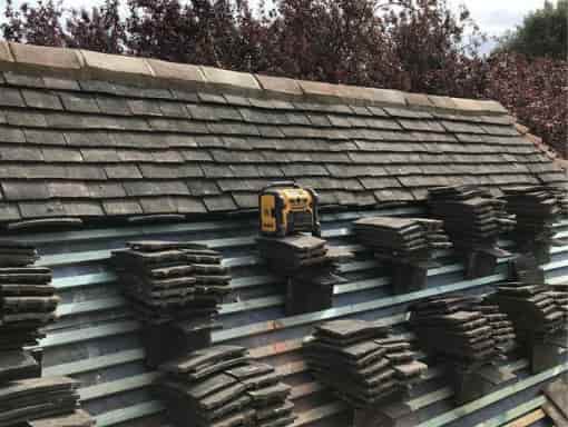 This is a photo of a roof being re-tiled in Tenterden, Kent. All works carried out by Tenterden Roofers
